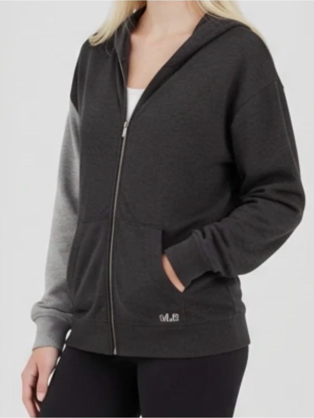 NWT NUX Activewear Heather Combo Colorblock Zip-Up Hoodie Sz M NWT